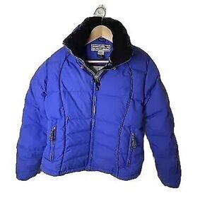 Vintage Obermeyer ATC Goose Down Ski Jacket Blue Coat Women Ladies Size 12 / Lrg